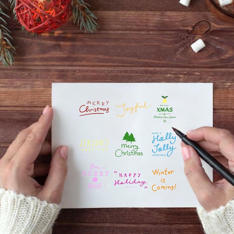 Threetols Christmas Clear Stamps for Card Making, Christmas Tree Winter Xmas Words Silicone Stamps for Holiday Card Making Decor DIY Scrapbooking Transparent Album Decor Paper Craft - Image 3